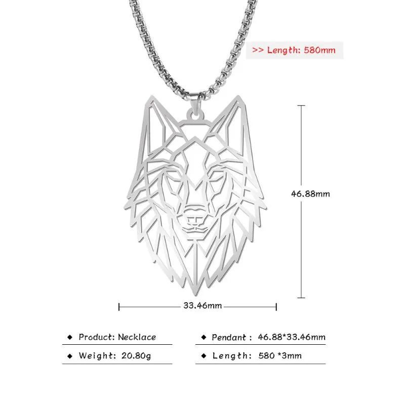 Pendentif Colliers LIKGREAT Punk Wolf Collier pour hommes femmes à la mode creux animal tigre lion gothique en acier inoxydable bijoux 304t