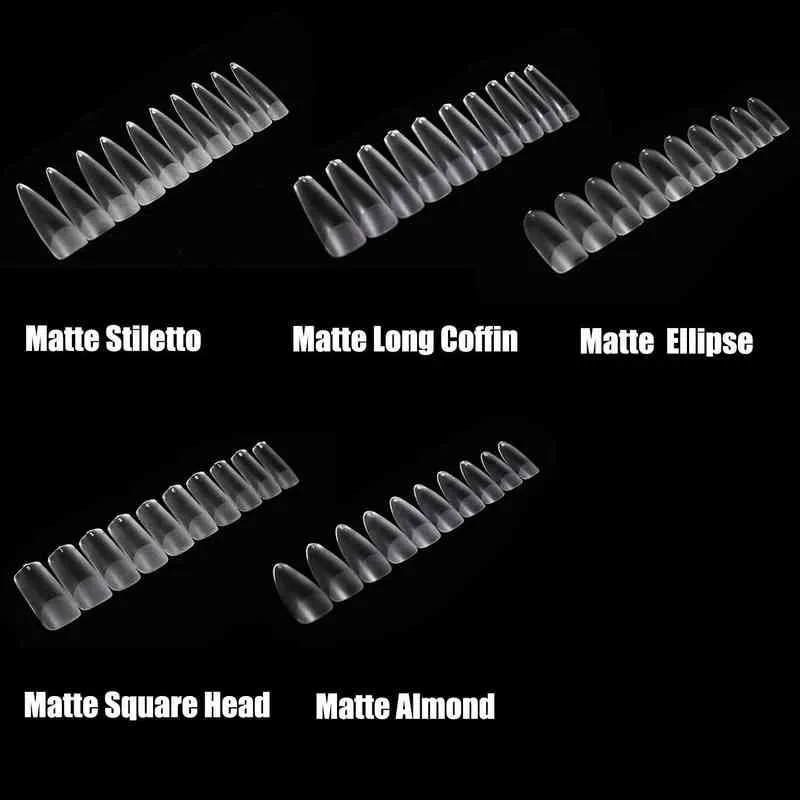 Valse nagels nieuwe heldere matte tips nepcapsule druk op kist stiletto amandel vierkant ovale kunstoefening manicure tool 0616