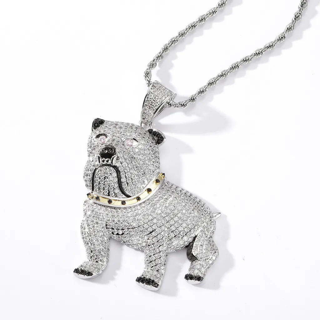 Bulldog Pendant Hip Hop Collier Micro Pave CZ Zircon avec chaîne 18kt Gold plaqué bijoux de bijoux accessoires d'anniversaire cadeau 4468044