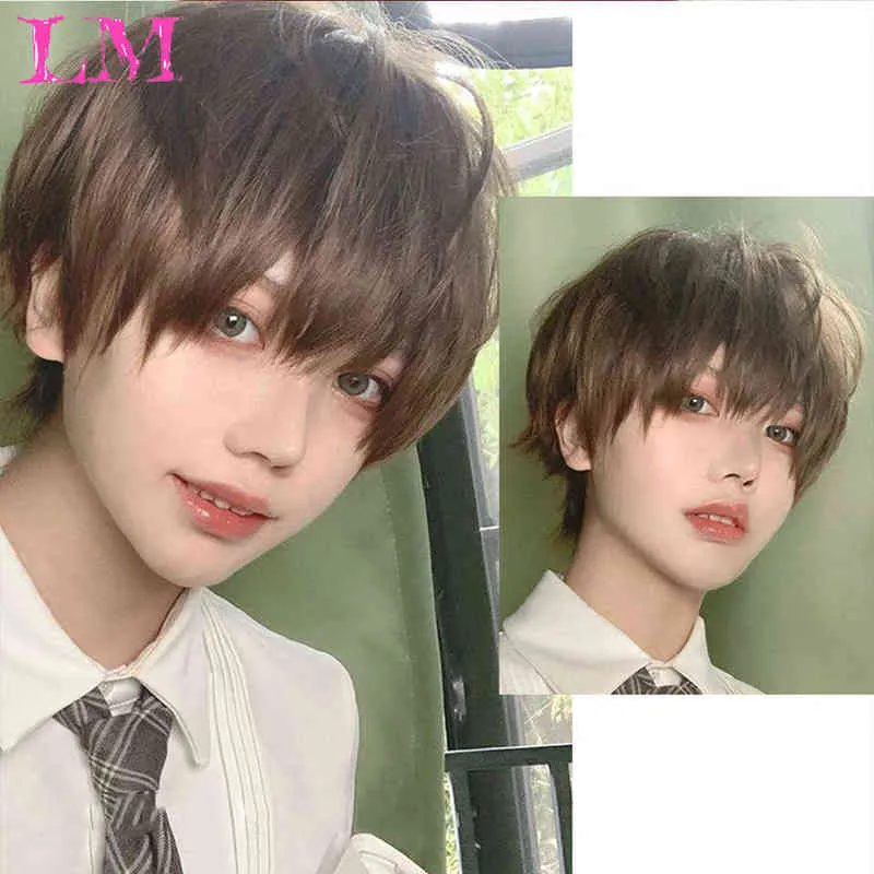 Hair Hair sintético LM Men Wig Short Straight Fangs 12 