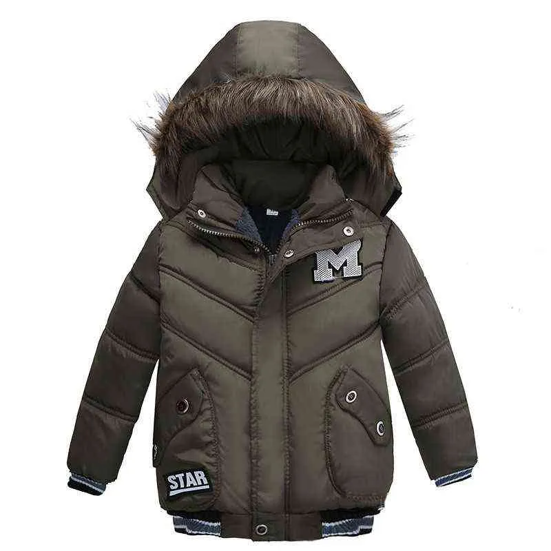 子供用服新しい2022男の子パッド入りジャケットフリースの裏地とベルベットの温かい綿ジャケットフード付き肥厚アウターウェアカジュアルJ220718