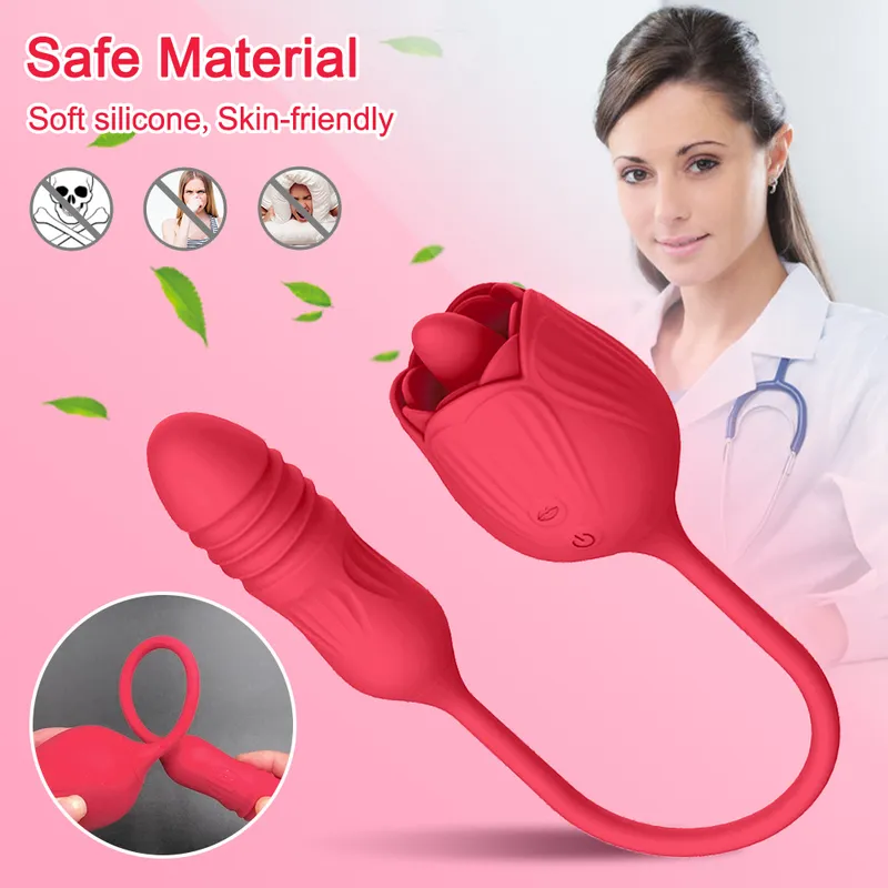 Rose étirement vibrateurs pour femmes stimulateur de clitoris léchage de langue orale vibrant amour œuf poussant jouet sexy pour adultes 18 220323