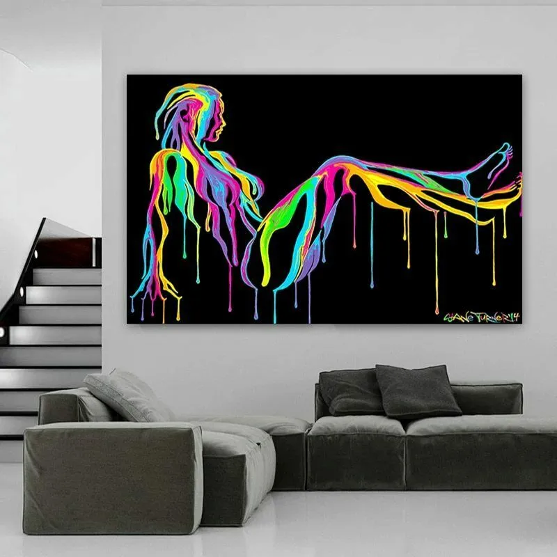 Vendita diretta Enorme arte della parete Colore astratto Ragazza sexy Stampe Pittura su tela Senza cornice Immagini Decor soggiorno