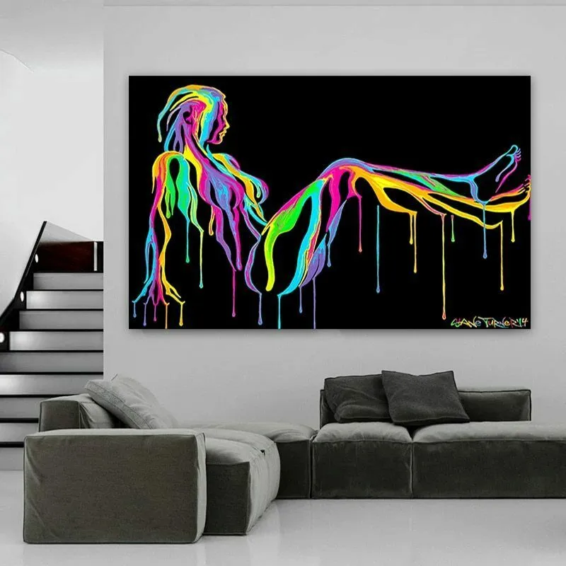 Vente directe, énorme Art mural abstrait couleur, imprimés de filles Sexy, peinture sur toile sans cadre, décor d'images pour salon