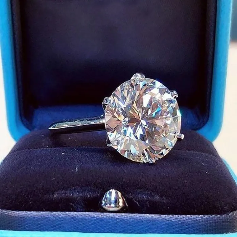 Ringe für Damen, Prinzessin, 925er Silber, Sechs-Klauen-Ring, zierlicher Schmuck, runder weißer AAA-CZ-Diamant, Hochzeitsgeschenke5269136