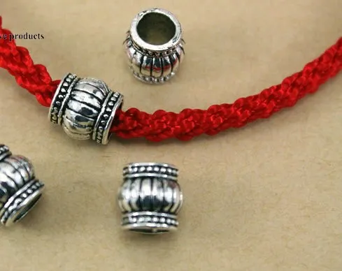 Tibetan Silver 9mm Antique Silver Large Hole Lantern Beads Handmade Decorative Metal DIY Jewelry Alloy accessories sw4yg