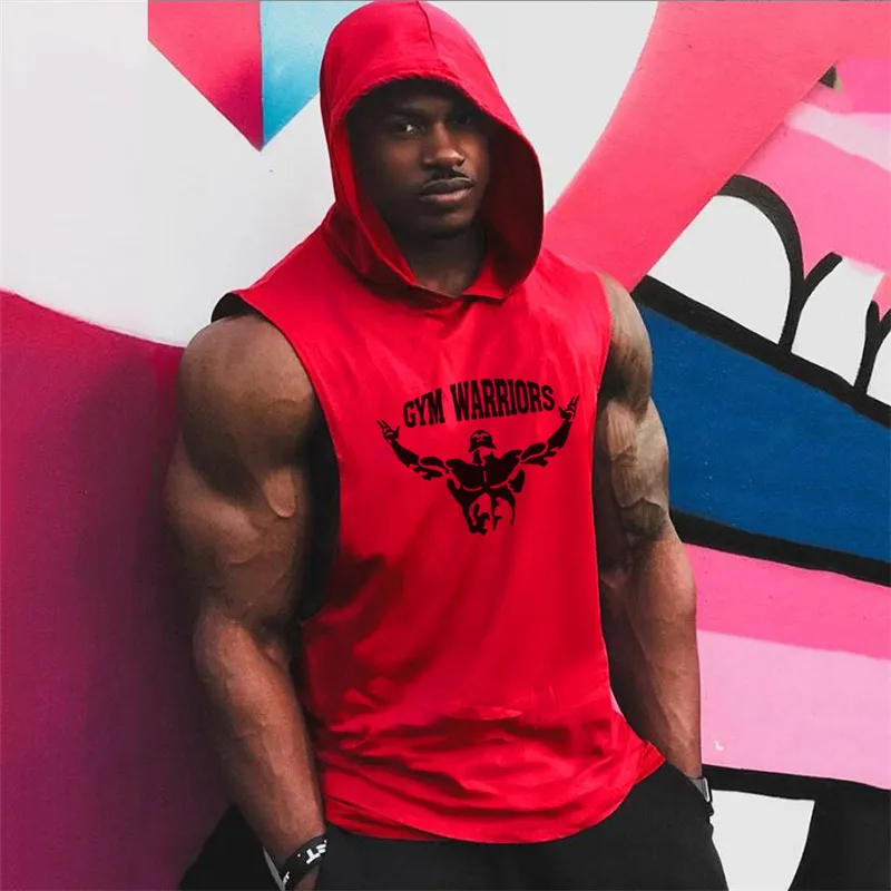 Brand Gym Clothing Mens Bodybuilding Hooded Tank Top Cotton Sleeveless Vest Fitness Sweatshirt Workout Sportswear Tops Male 220624