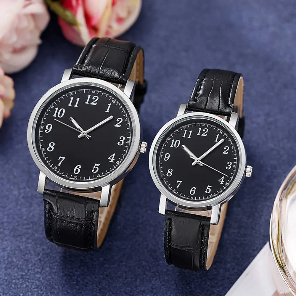 2022Men's and Women's Watch Simple Korean Casual Waterproof Female And Male Student All-match Alloy Quartz Leather Couple's