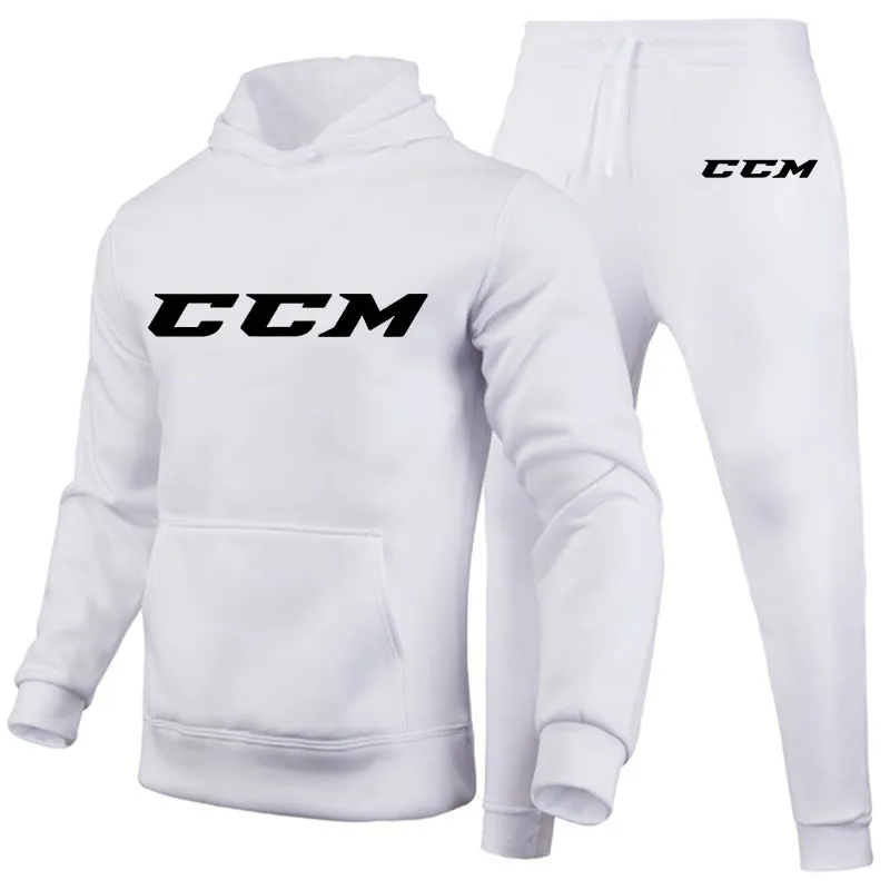 Męskie dresy męskie ccm dressit swobodne 2 sztuki zestawy bluzy hoodedsweatpants ccm druk sportowy odzież jogger sportowy garnitur 220826