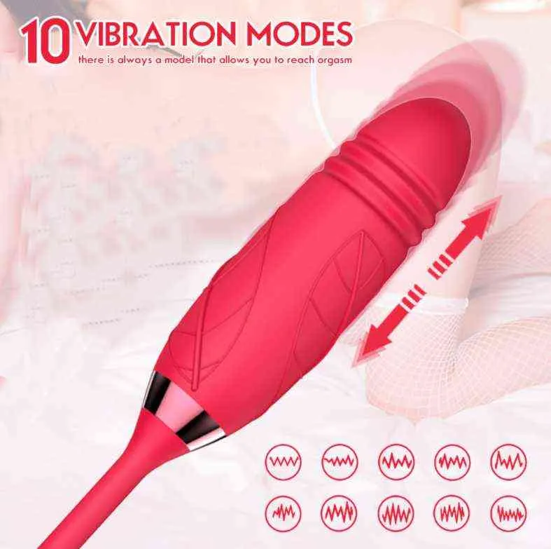 NXY Vibratoren Großhandel 2 in 1 Klitoris Saugen und Teleskop Vibration Erwachsene Spielzeug Frauen Sexspielzeug Rose Vibrator 0411
