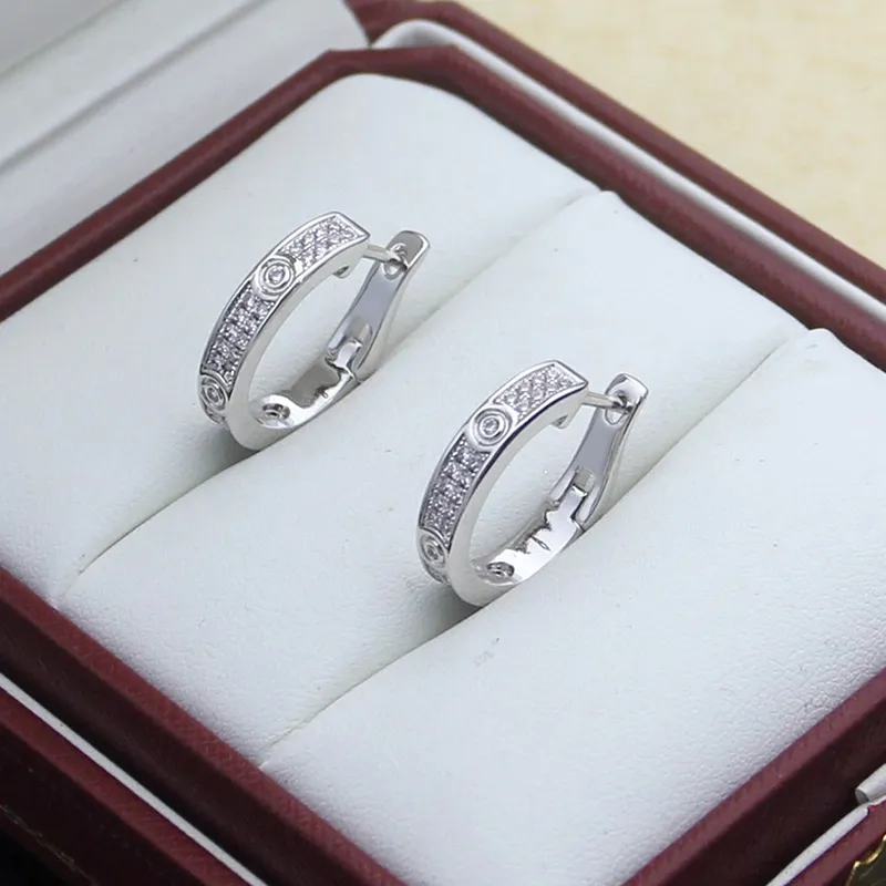 2022 Nieuwe Luxe Dubbele Rij Diamanten Oorbellen Mode Liefde Oorbellen Voor Vrouwen Hoge Kwaliteit 316L Titanium Staal Oorbel Sieraden