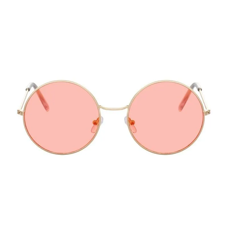 Occhiali da sole vintage rotondi uomo lenti color oceano specchio donna femminile design di marca montatura in metallo occhiali circolari OculosSunglasses2395