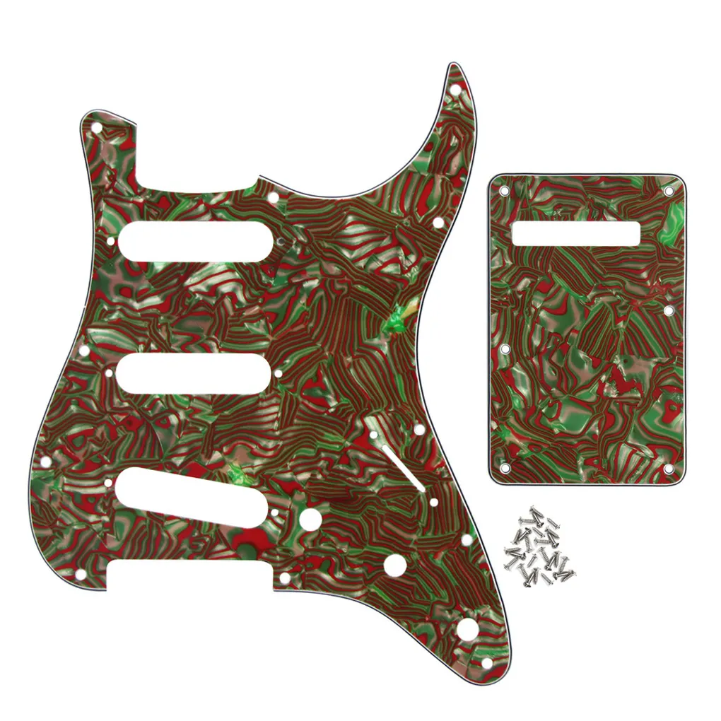 1 установлен SSS PickGuard 11 Dole 4 -й царапина с задними пластинами для электрогитарных деталей красная/зеленая полоса