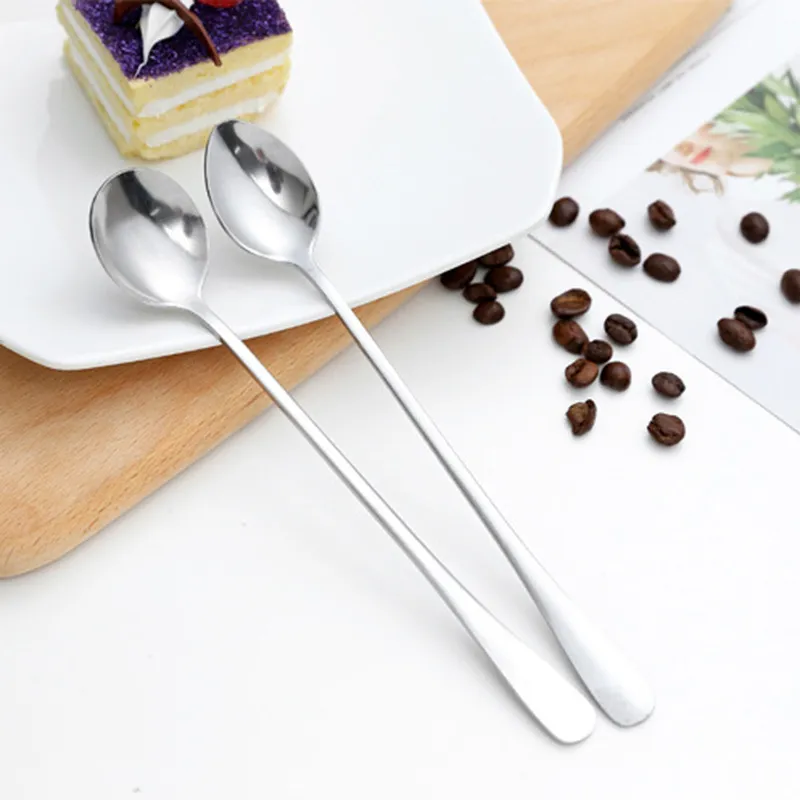 Spoon Stainless Steel Kitchen Cooking Soup s For Eating Mixing Stirring Long Handle Tableware 220509