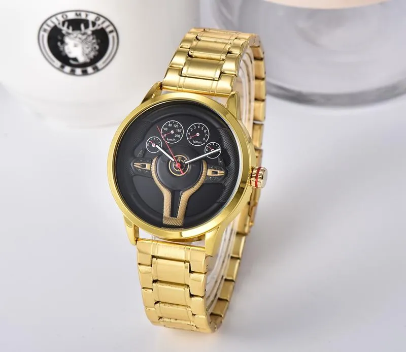 2022 New High Quality Men Luxury Watches Three Stitches Series Mens Quartz Watch European Top Brand Steel Strap Clock Fashion Car Steering Wheel Men's Gift Four