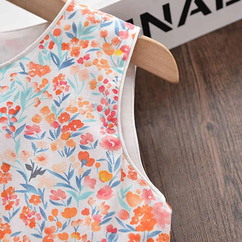 Keelorn Summer New Floral Dresses for Kids Girls Casual Clothing Cotton Flower Sleeveless Dress Sweet Costumes Children's Outfit Y220510