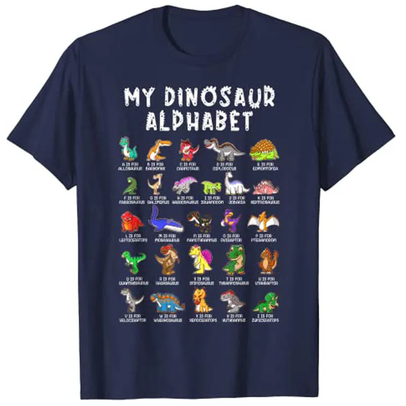 Rodzaje dinozaurów Alphabet Dino Identyfikacja T Shirt Cute Tee Tops For Kids Dzieci Dostosowane produkty 220623