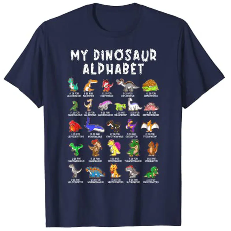Types de dinosaures Alphabet Dino Identification t-shirt mignon t-shirt hauts pour enfants enfants produits personnalisés 220623