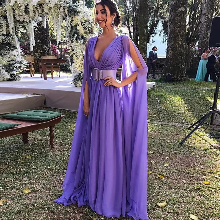 2022 Verbluffende paarse prom avondjurken Mermaid v-neck formeel feest goedkope celebrity jurken voor vrouwen speciale gelegenheid slijtage