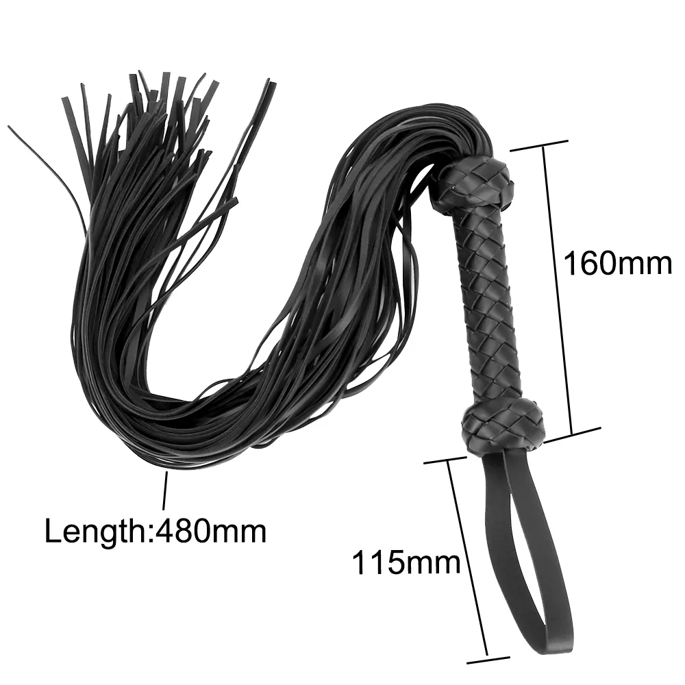 Fétiche noir rouge PU cuir fouet Flogger poignée fessée pagaie Knout Flirt BDSM adulte jeu érotique sexy jouets pour femmes Couples