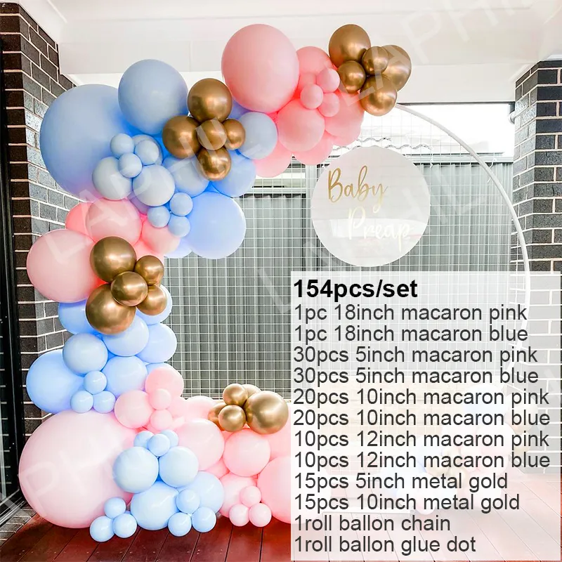 Baby Shower Macaron Balloon Garland Arch Kit Boy of Girl Gender Reveal Party Decor Blue Pink Air Globos Birthday Supplies 220531