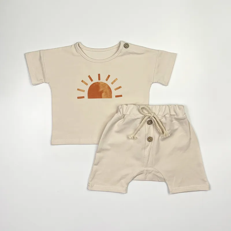 Летняя детская одежда набор для органических хлопковых мороженое футболка для девочек наборы одежды детские пленки брюки рождены S 220608