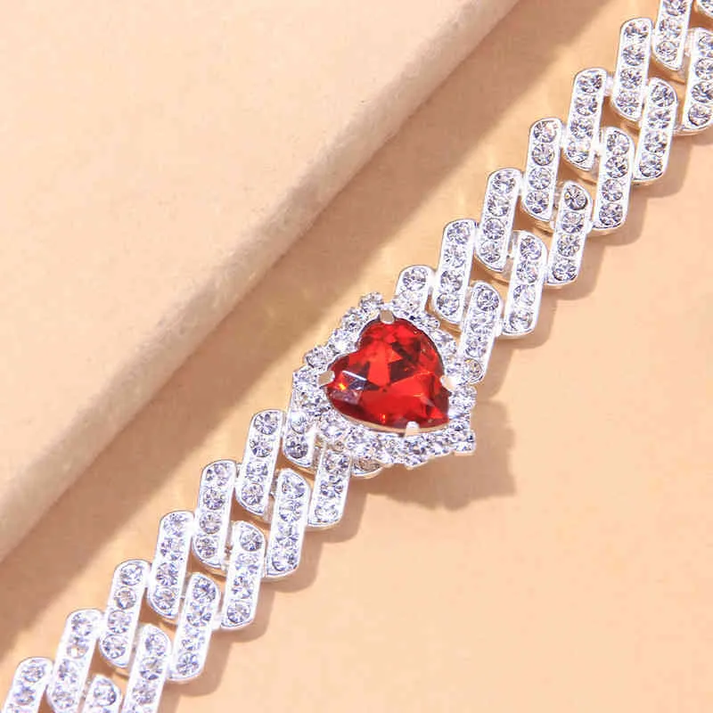 Fashion Barefoot Heart Sandal Anklet Rhinestone Chain Bracelet for Women Rapper New Ice Out Cuban Link Anklets Whole Jewelry248z