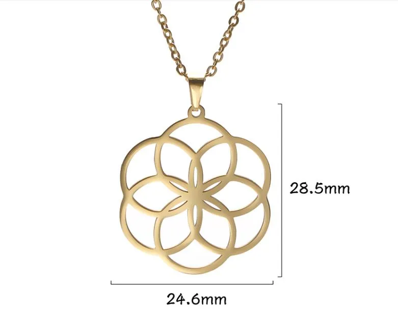 Anhänger Halsketten Dawapara Mode Edelstahl Schmuck Halskette Für Frauen Pflanze Blume Des Lebens Hohl Cut Off293O