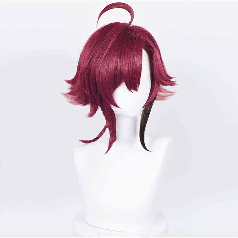 Shikanoin Heizou Cosplay لعبة الباروكة Genshin Impact 55cm ذيل الحصان القليل من الشعر المقاوم للحرارة شعر مستعار Halloween Party L2208029864336