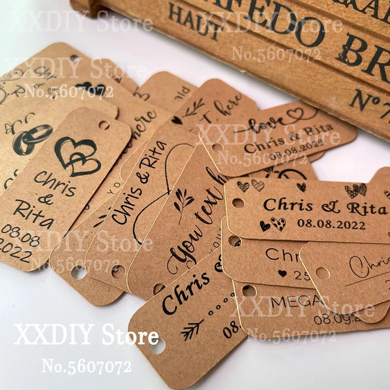 favor de casamento mini kraft personalizado nome personalizado data obrigado tags weding festa decoração favores 220613