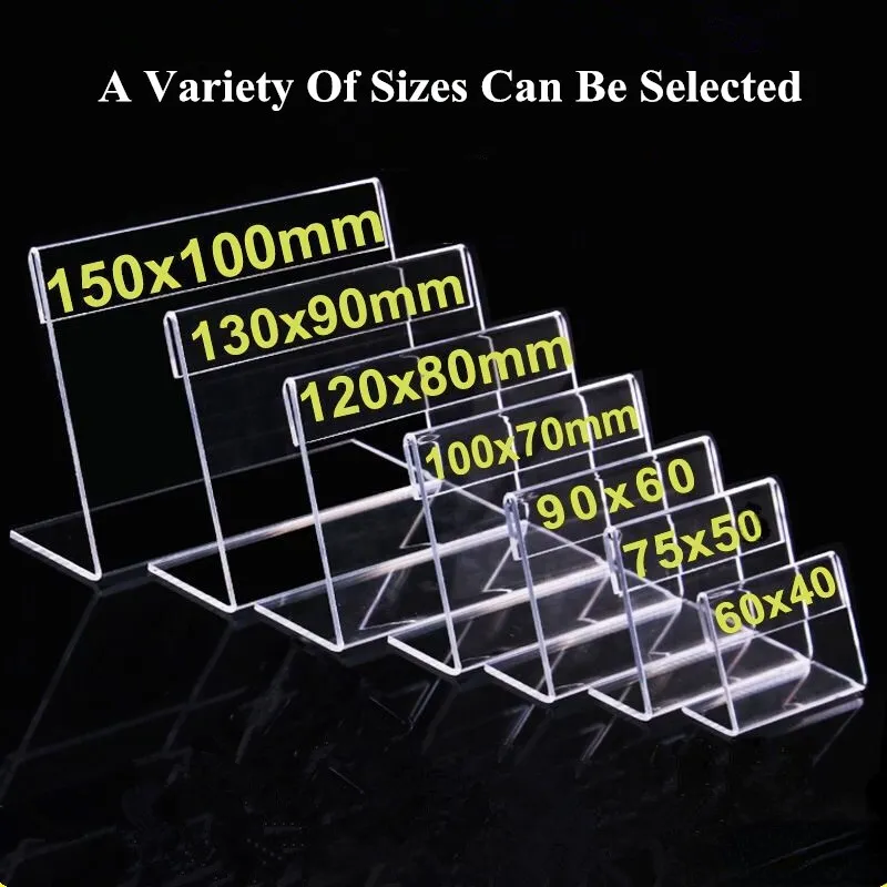 10 قطع مصغرة حامل علامة بلاستيكية واضحة شاشة الوقوف على شكل بطاقة سعر بطاقة بطاقة الأسماء.