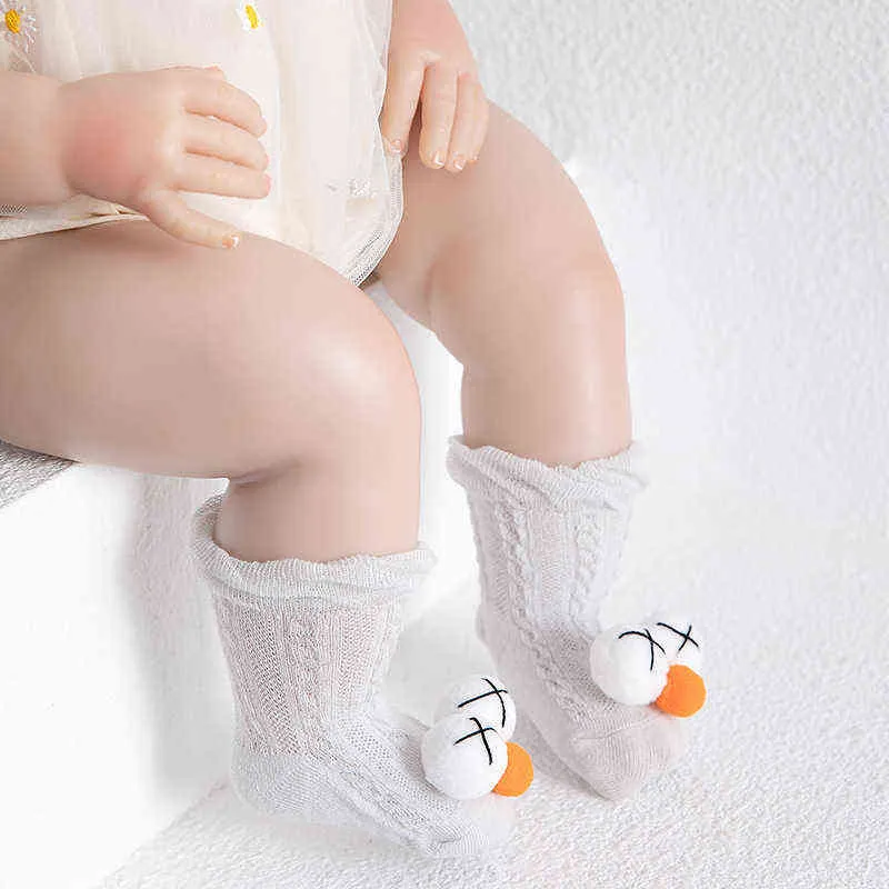 Baby Socks Cotton Mesh Thin Breattable Baby Spring och sommar nya spetsstrumpor Lossa munben Nyfödda strumpor J220621