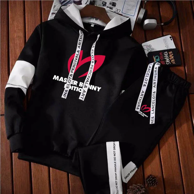 Men's Tracksuit Streetwear Man Design Oversize Hoodie Master Bunny Printed Sweater Tops Sweatpants Harajuku Streetwear Outfit 220610