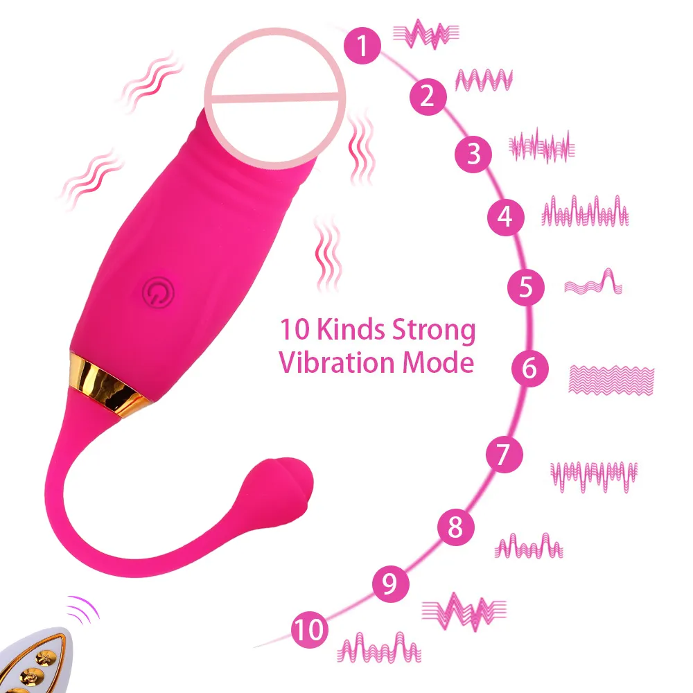 IKOKY 10 Geschwindigkeit G-Punkt-Massagegerät, kabellose Fernbedienung, vibrierendes Ei, tragbarer Dildo-Vibrator, sexy Spielzeug für Frauen, Anal-Vagina-Stimulation