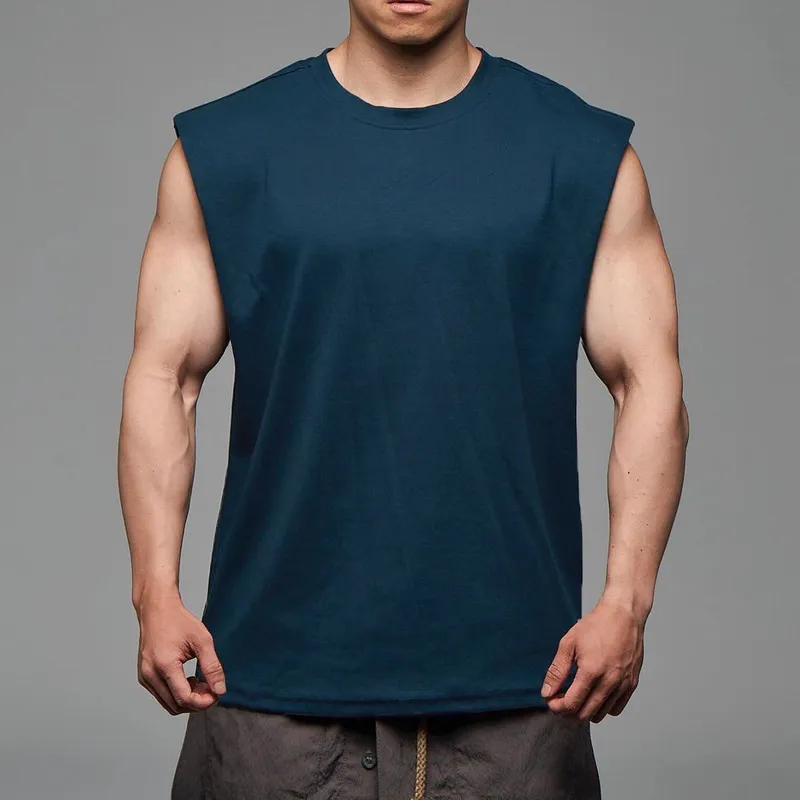 Männer Tank Top Breite Schulter Weste Casual Lose Herren Crop Top Workout Übung Kleidung Ärmelloses Shirt 220601