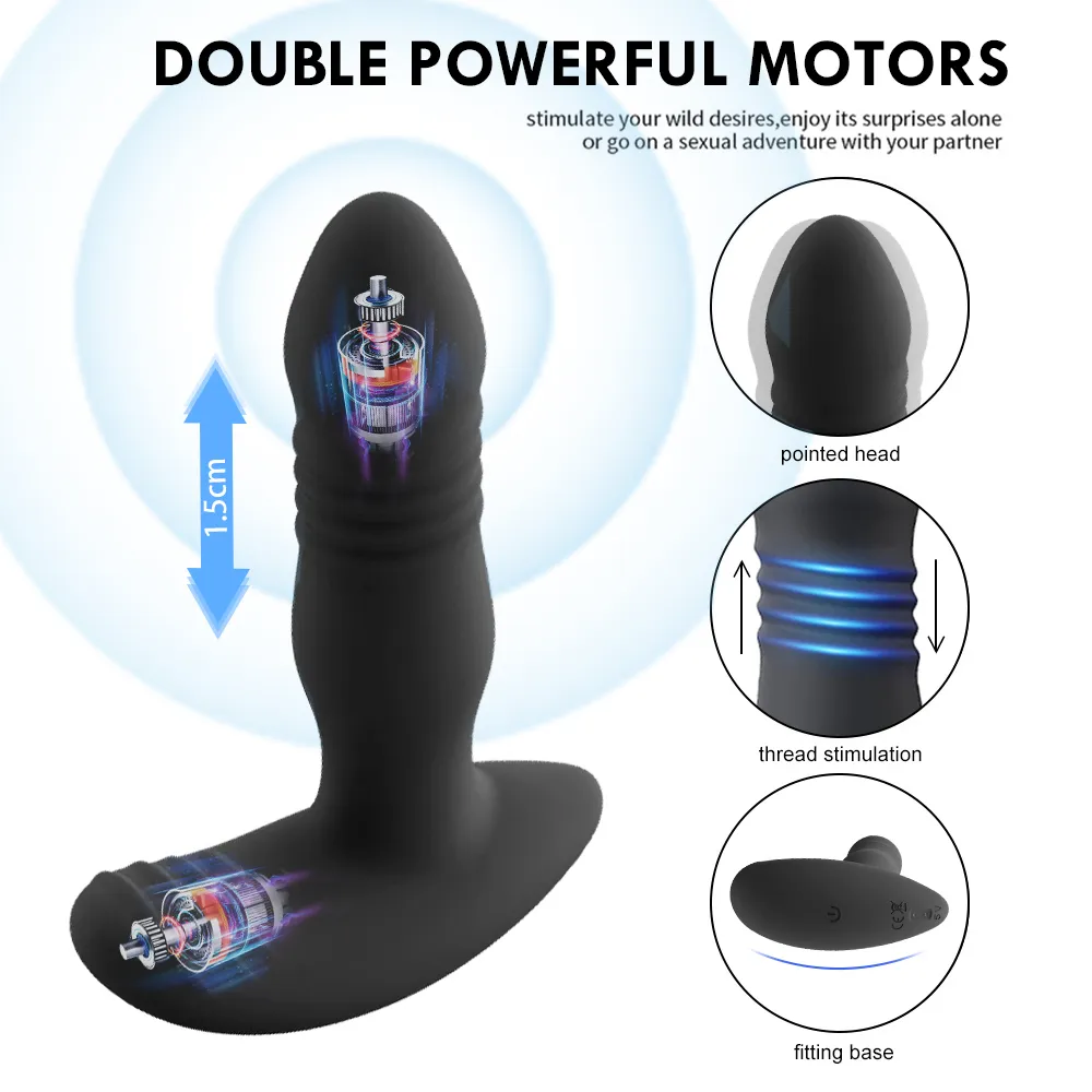 10 vitesses télescopique ThrustingDildo vibrateur Plug Anal masseur de Prostate télécommande adulte sexy jouets pour hommes boutique