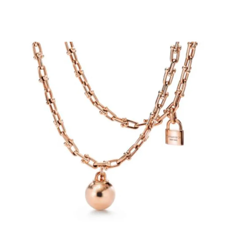 Fashion hardwear jewelry necklace designer luxury Horseshoe pendants series necklaces Rose Gold Platinum Chain diamond adult jewel258b