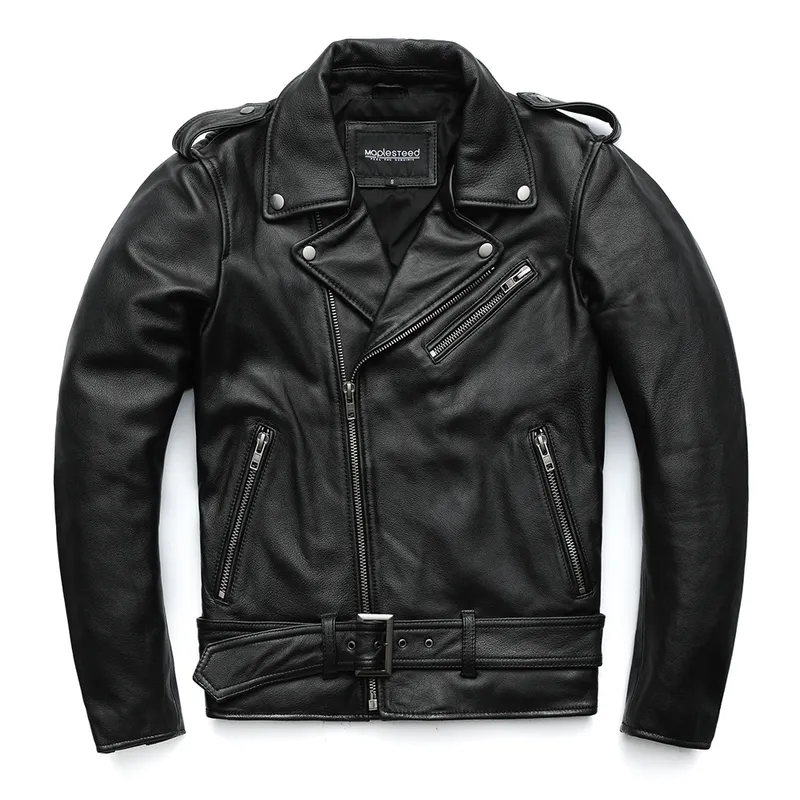 MAPLESTEED classique moto s hommes en cuir 100% cuir de vachette naturel épais Moto veste hiver manches 6167cm 6XL M192 220810
