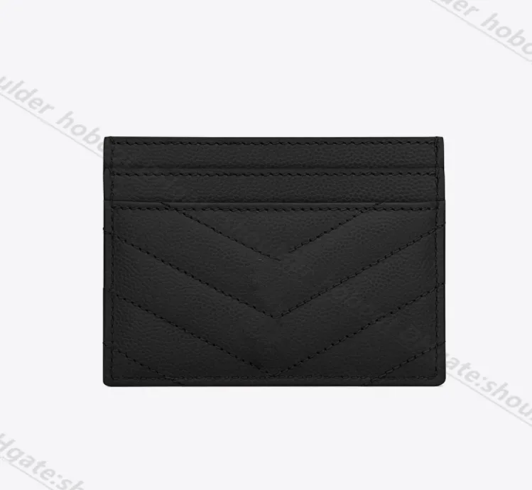 Genuine Luxurys designer Leather Purse card holder wallet Men quality famous Women's Holders fashion Coin Black Lambskin Mini214A