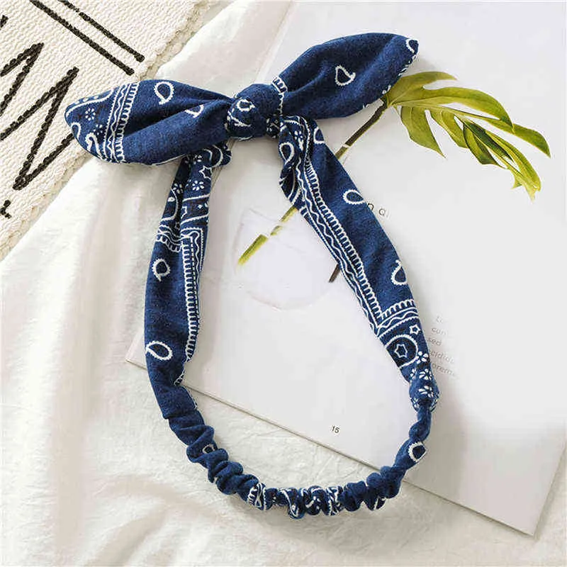 Women Sweet Hair Bands Print Headbands Retro Hair Accessories Cross Turban Bandage Bandanas Hairband Headwrap Summer Headwear AA220323