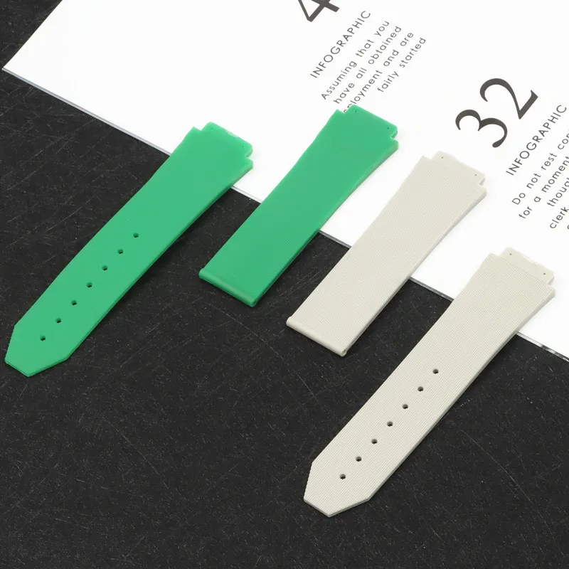Natuur siliconen rubberen band voor Hublot-riem voor oerknal Horlogeband horlogeband Fusion met logo-implementatiesluiting265A