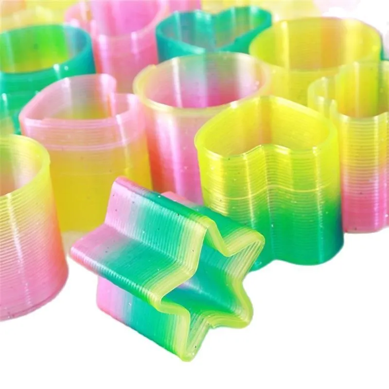 LOT 45cm Magic Plastic Magic Plastic Colorful Bounce Rainbow Transparent Spring Funny Classic Toy for Children 2203258723264