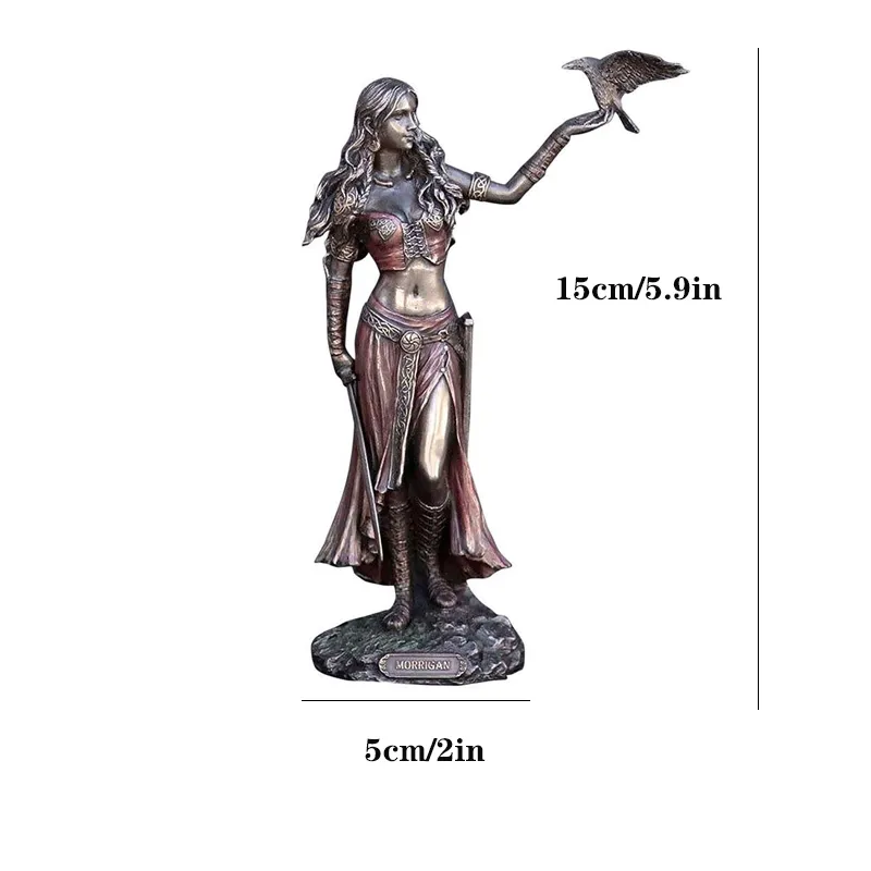 Resin Statues Morrigan The Celtic Goddess of Battle with Crow & Sword Bronze Finish Statue 15cm for Home Decoration L9 220817260w