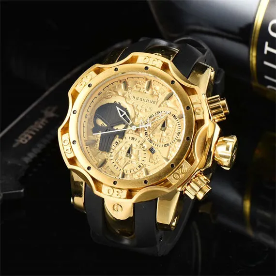 ksa Men's Sports Watch Skull Shape Fashion Casual Big Dial Comfortable Rubber Strap Male Wristwatch Reloj de cuarzo para hombre