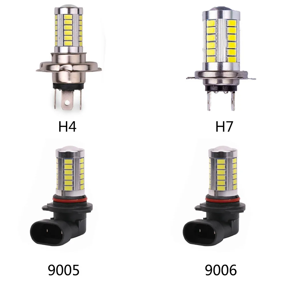 2 adet Araba LED Lamba H4 H7 5630 33SMD 12 V Beyaz Sis Işık Süper Parlak Otomatik LED Ön Sis Işık Yüksek Güç Sürüş Lambası Ampuller