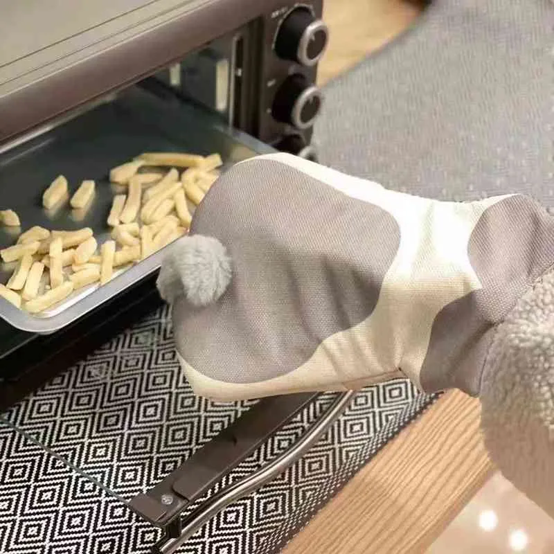 Cute Filled Cat Back Shadow Microwave Gloves Baking AntiBurn J220704