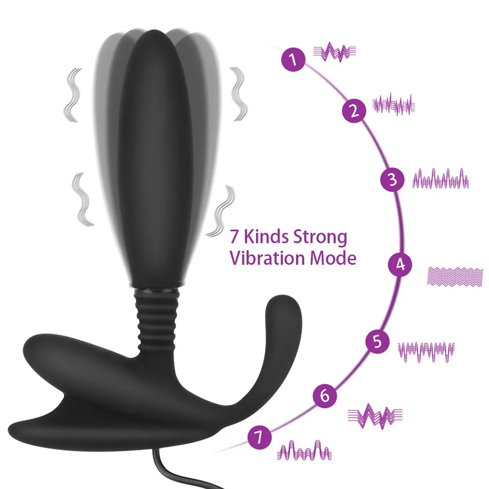 Fjärrkontroll 7 Frekvens Male Prostate Massager Sexiga leksaker för man Butt Plug Anal Vibrator Clitoris Stimulator