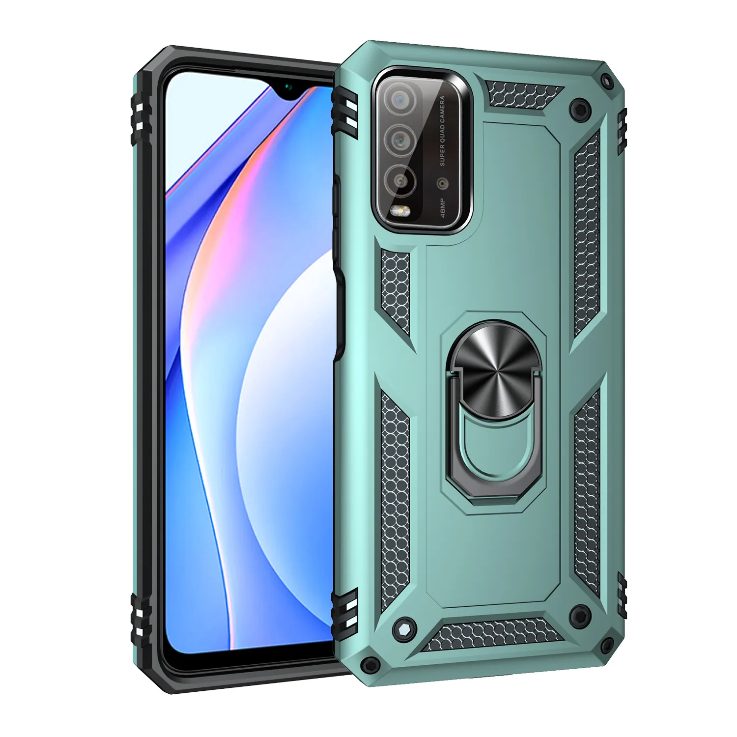 Schokbestendig Armor Cases voor Xiaomi Redmi 9T 9 Power Note 9 4G POCO M3 met TPU Magnetische metalen Ring + PC Back Beschermhoes