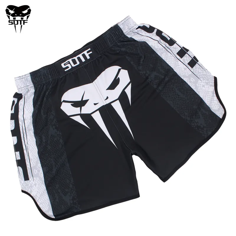 SOTF MMA Black Snake Head Ruch Elastic Ruch Fighting MMA Shorts Tiger Muay Thai Bokserski Sanda Kickboxing Ubranie MMA 2205112283274