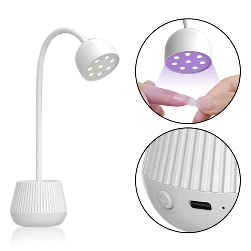 Mini -Lotus -LED -Lampe für Nägel UV LED Trocknen 8 leichte Perlen Schnell rotatierbarer Kopfpolitur Kleber Trockner Werkzeug 220524